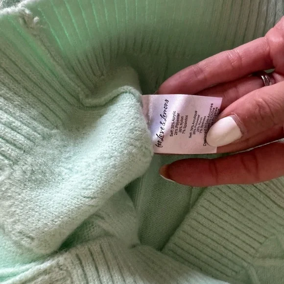 For Love and Lemons Mint Green Beaded Floral Sutton Cardigan Sweater Small - Picture 5 of 6